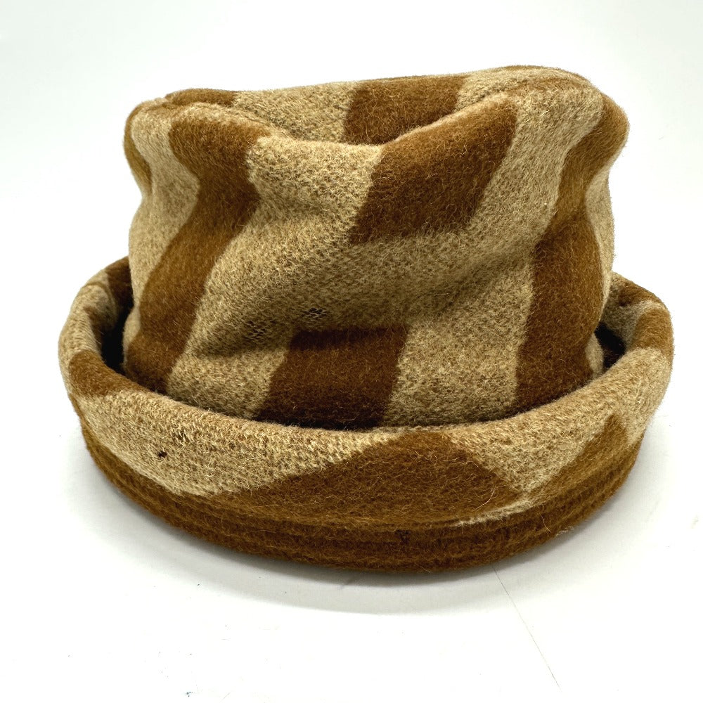 HERMES hat , Camel Brown H logo camel hat Women 57 Used Authentic