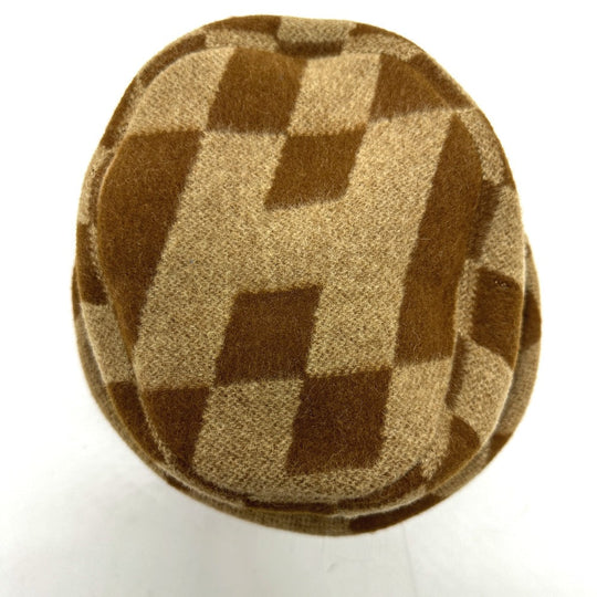 HERMES hat , Camel Brown H logo camel hat Women 57 Used Authentic