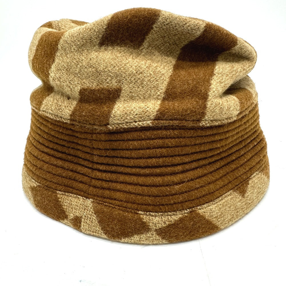 HERMES hat , Camel Brown H logo camel hat Women 57 Used Authentic