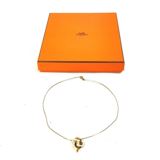 HERMES Necklace SV925 gold Chene Dunkle Isatis to Saint Colori Women Used Authentic