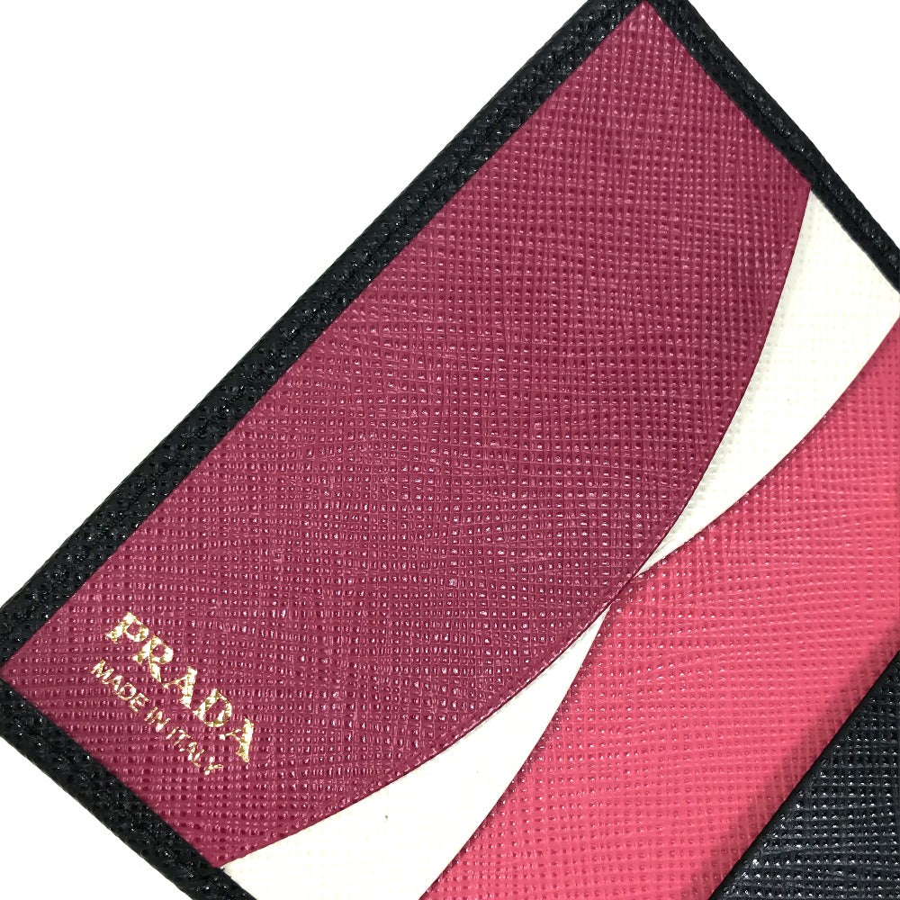 PRADA Key case Key holder  1PG004 saffiano leather Black x pink logo multicolor Key ring Women Used Authentic