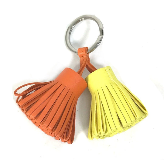 HERMES key ring Anyo Miro Orange x yellow Bag charm key ring fringe Carmen Unodos Women Used Authentic