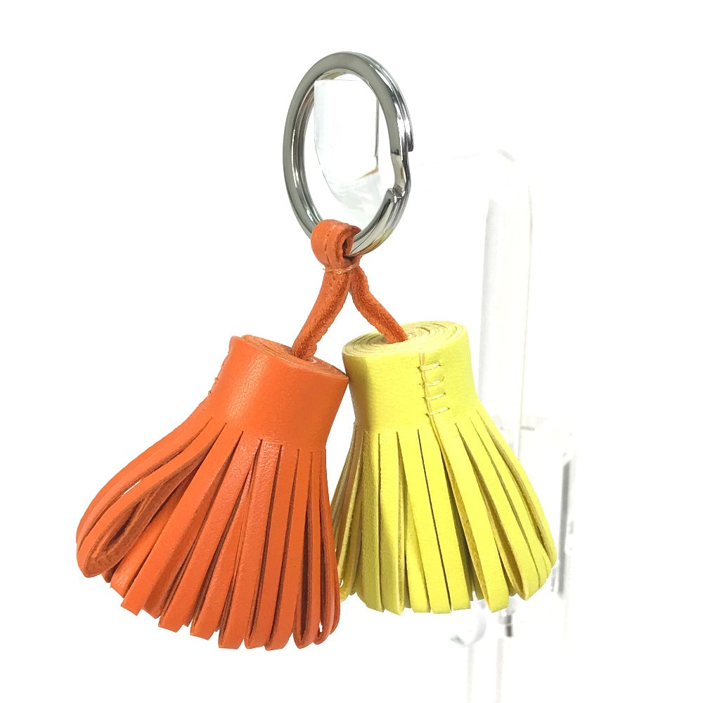 HERMES key ring Anyo Miro Orange x yellow Bag charm key ring fringe Carmen Unodos Women Used Authentic