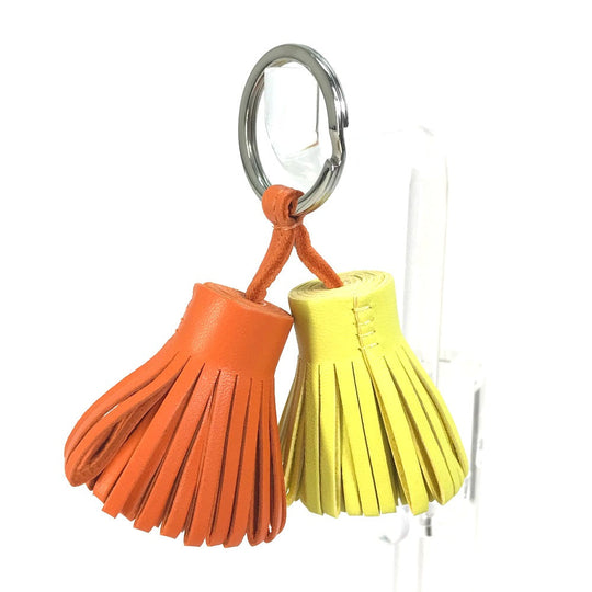 HERMES key ring Anyo Miro Orange x yellow Bag charm key ring fringe Carmen Unodos Women Used Authentic