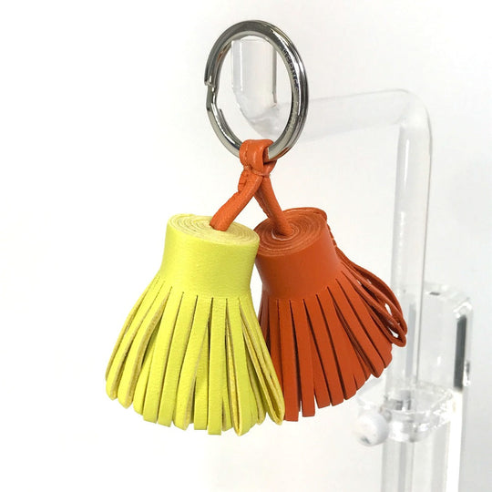 HERMES key ring Anyo Miro Orange x yellow Bag charm key ring fringe Carmen Unodos Women Used Authentic