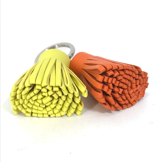 HERMES key ring Anyo Miro Orange x yellow Bag charm key ring fringe Carmen Unodos Women Used Authentic