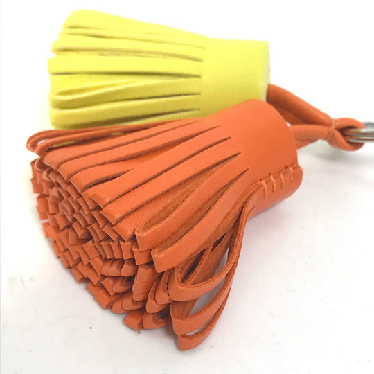 HERMES key ring Anyo Miro Orange x yellow Bag charm key ring fringe Carmen Unodos Women Used Authentic