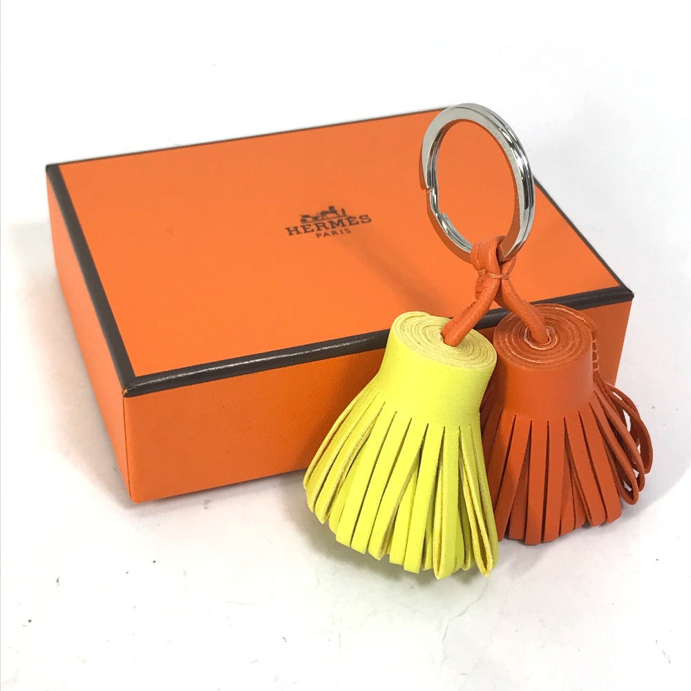 HERMES key ring Anyo Miro Orange x yellow Bag charm key ring fringe Carmen Unodos Women Used Authentic