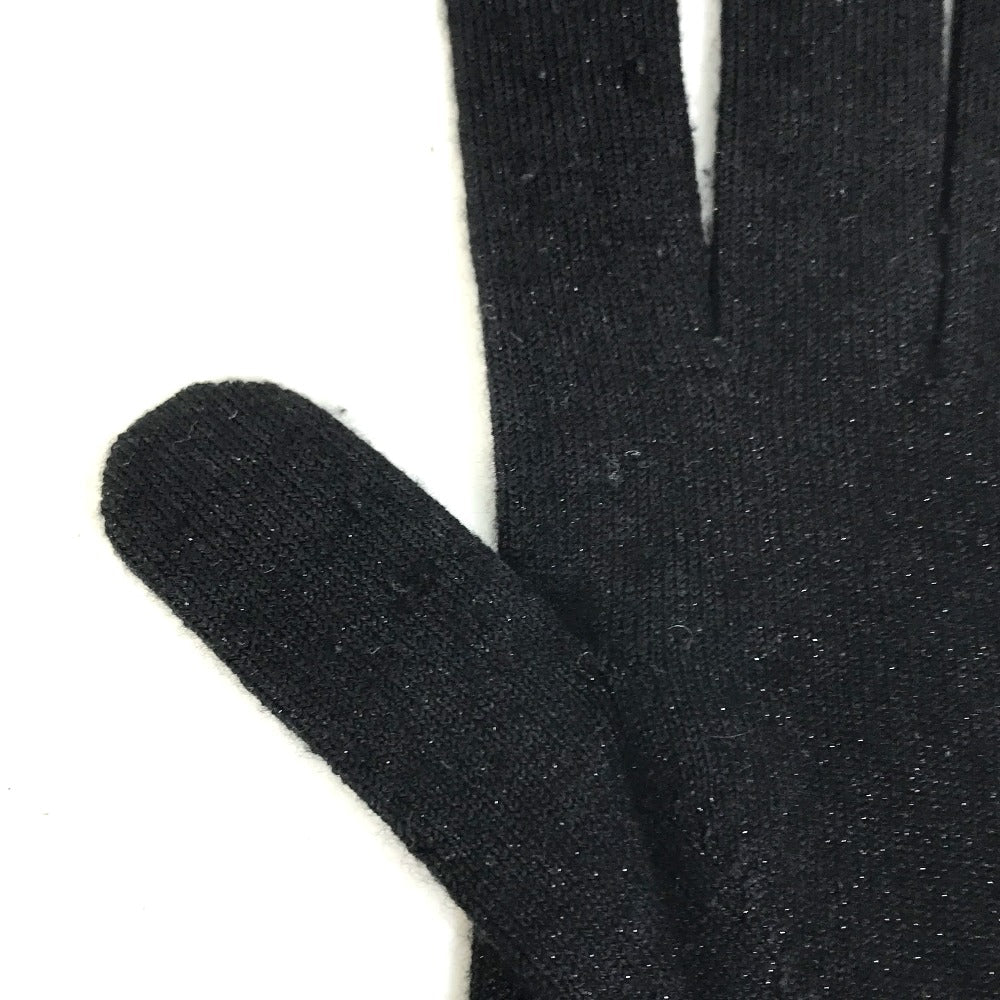 LOUIS VUITTON gloves Cashmere, Silk black LV logo Women Used Authentic