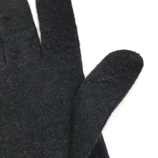 LOUIS VUITTON gloves Cashmere, Silk black LV logo Women Used Authentic