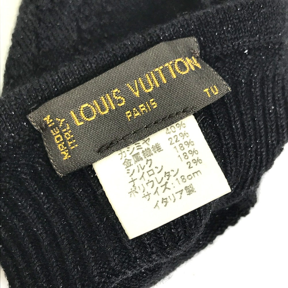LOUIS VUITTON gloves Cashmere, Silk black LV logo Women Used Authentic