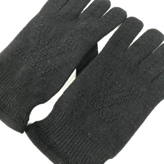 LOUIS VUITTON gloves Cashmere, Silk black LV logo Women Used Authentic
