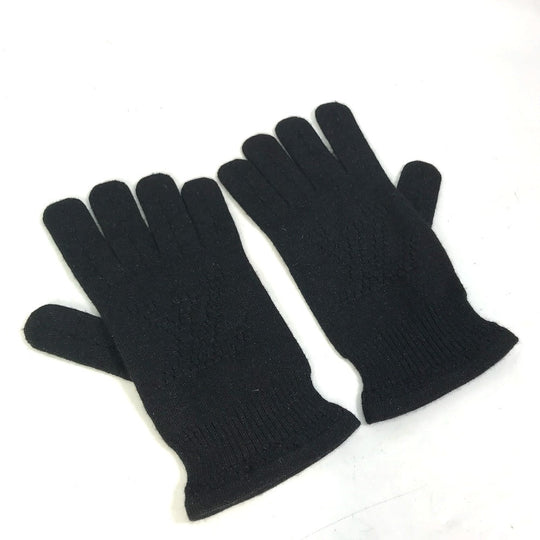 LOUIS VUITTON gloves Cashmere, Silk black LV logo Women Used Authentic