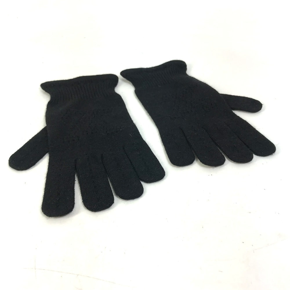 LOUIS VUITTON gloves Cashmere, Silk black LV logo Women Used Authentic