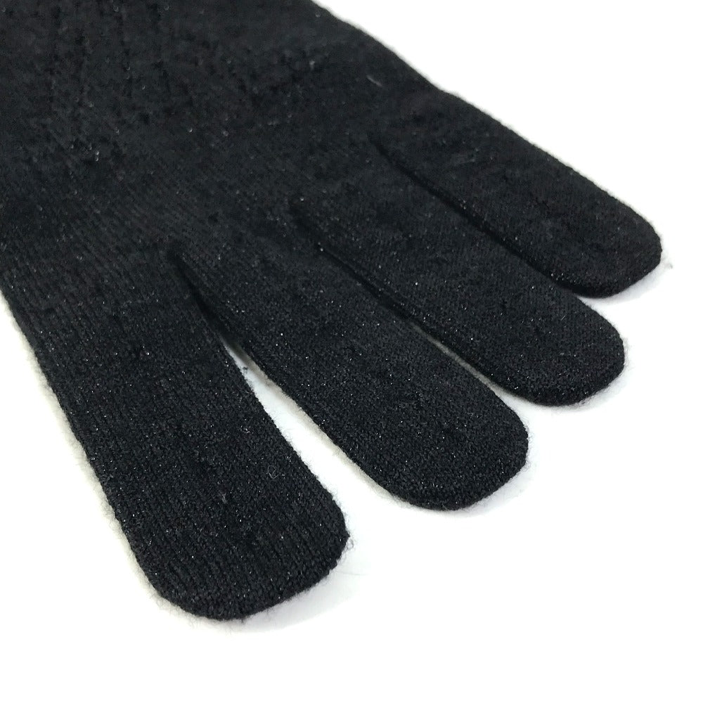 LOUIS VUITTON gloves Cashmere, Silk black LV logo Women Used Authentic