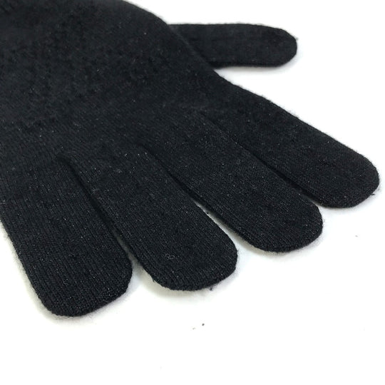 LOUIS VUITTON gloves Cashmere, Silk black LV logo Women Used Authentic