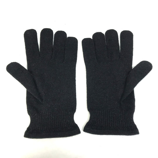 LOUIS VUITTON gloves Cashmere, Silk black LV logo Women Used Authentic