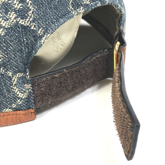 GUCCI cap 656206 GG canvas Navy denim GG logo Women(Unisex) M 58cm Used Authentic