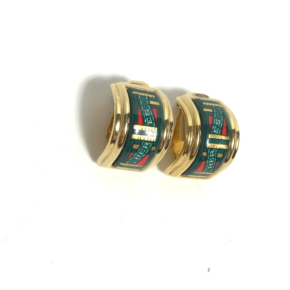HERMES Earring Gold Plated green Accessories Emile Women Used Authentic