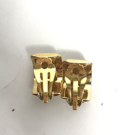 HERMES Earring Gold Plated green Accessories Emile Women Used Authentic