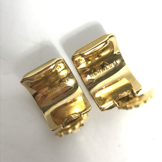 HERMES Earring Gold Plated green Accessories Emile Women Used Authentic
