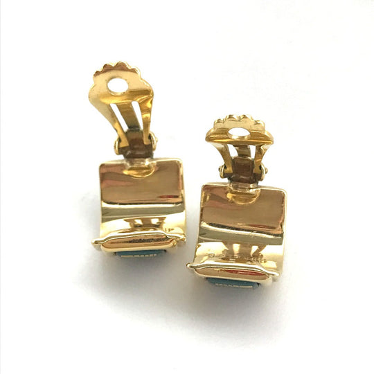 HERMES Earring Gold Plated green Accessories Emile Women Used Authentic
