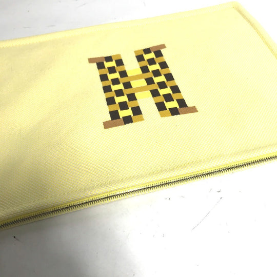HERMES Pouch Tower ash yellow Makeup pouch Cosmetics Pouch H tissage