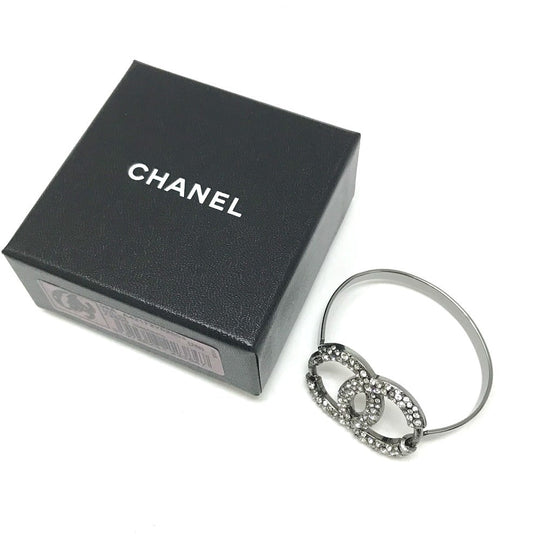 CHANEL bracelet Metal, Rhinestone Silver Accessories COCO Mark CC Rhinestone Women Used Authentic
