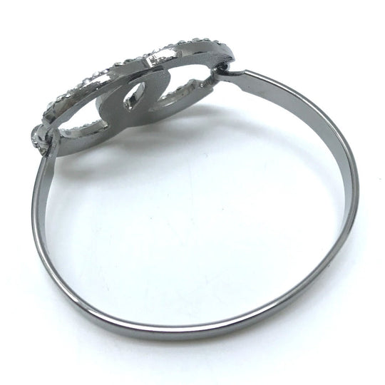 CHANEL bracelet Metal, Rhinestone Silver Accessories COCO Mark CC Rhinestone Women Used Authentic