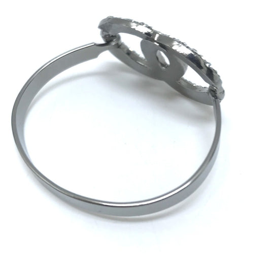 CHANEL bracelet Metal, Rhinestone Silver Accessories COCO Mark CC Rhinestone Women Used Authentic