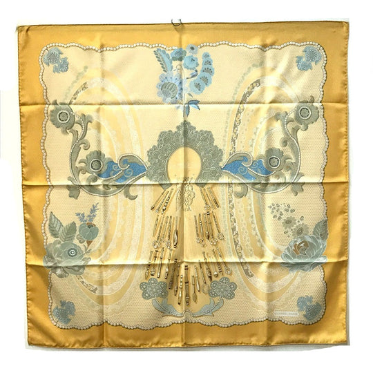 HERMES scarf silk yellow Doigts de Fee Fairy finger Women Secondhand Authentic