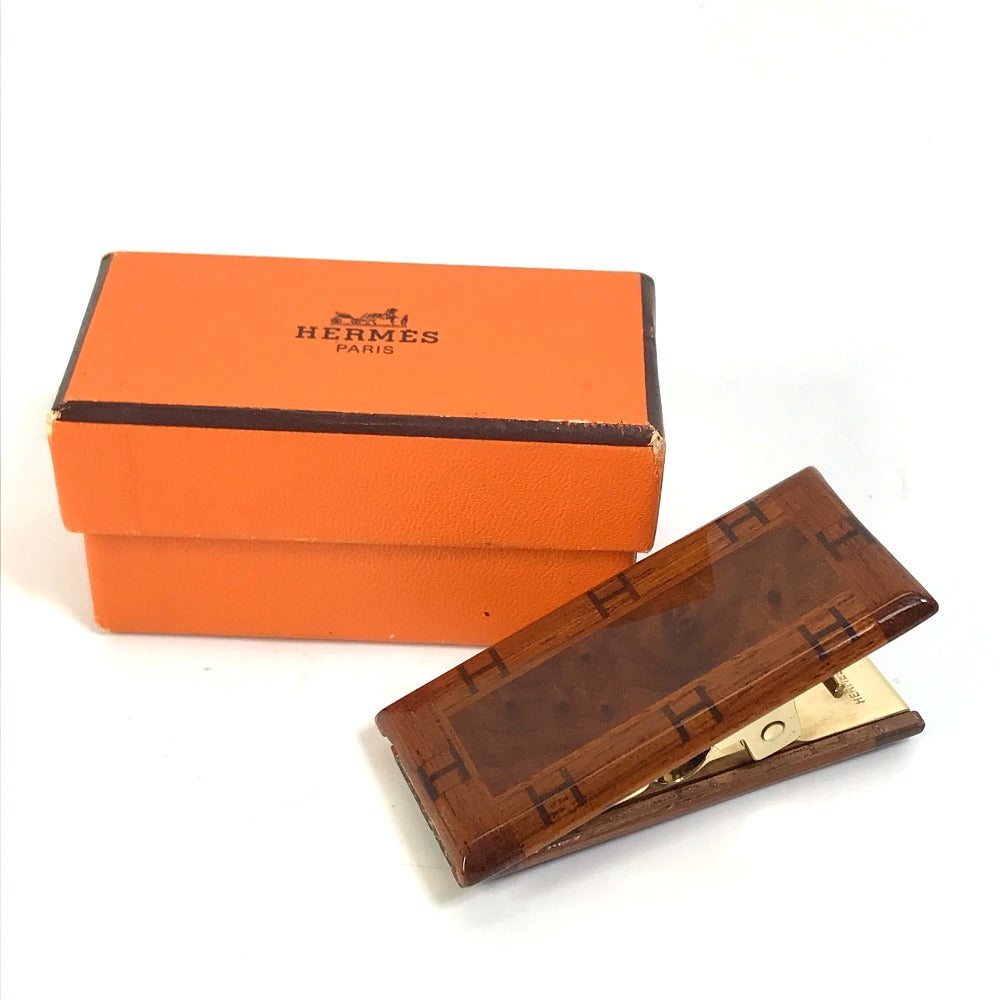 HERMES Other stationery Wood, Metal Brown interior stationery paper clip H logo Women(Unisex) Used Authentic
