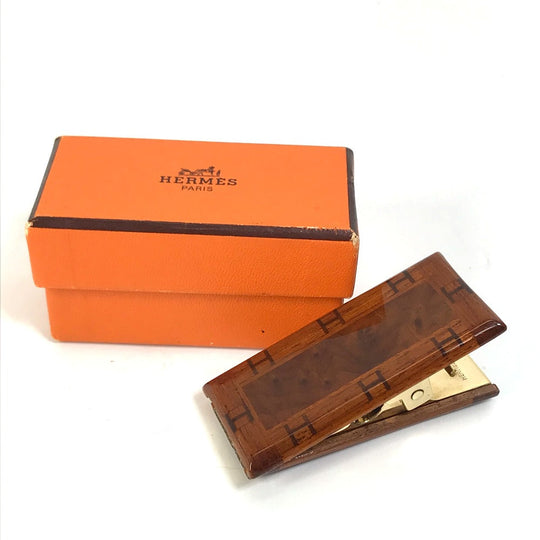 HERMES Other stationery Wood, Metal Brown interior stationery paper clip H logo Women(Unisex) Used Authentic
