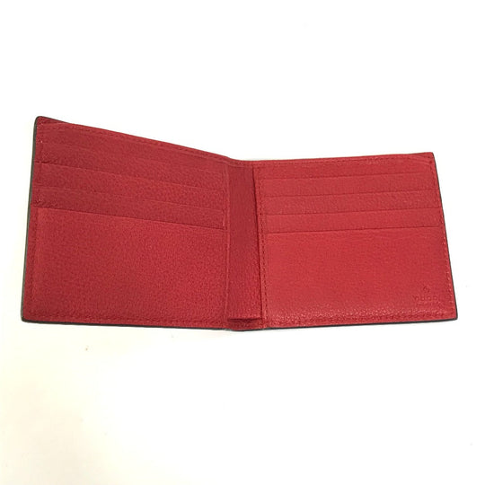GUCCI Folded wallet 496309 leather Red GUCCI print Vintage logo unisex(Unisex) Used Authentic