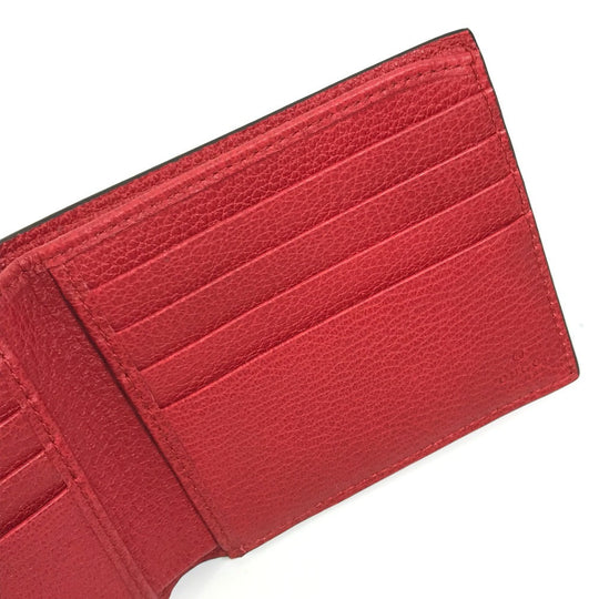 GUCCI Folded wallet 496309 leather Red GUCCI print Vintage logo unisex(Unisex) Used Authentic