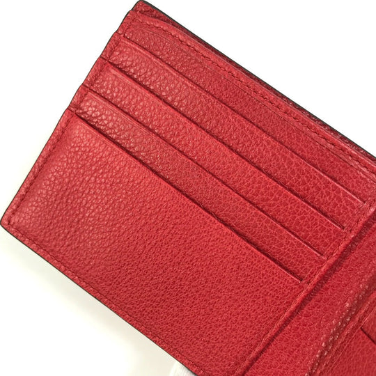 GUCCI Folded wallet 496309 leather Red GUCCI print Vintage logo unisex(Unisex) Used Authentic