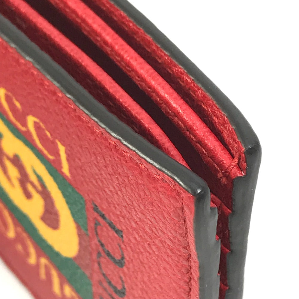 GUCCI Folded wallet 496309 leather Red GUCCI print Vintage logo unisex(Unisex) Used Authentic