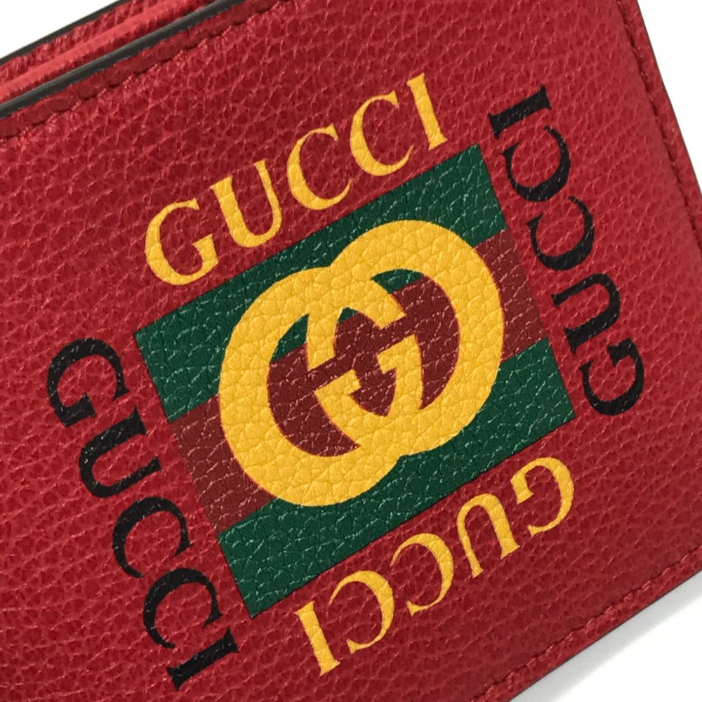 GUCCI Folded wallet 496309 leather Red GUCCI print Vintage logo unisex(Unisex) Used Authentic