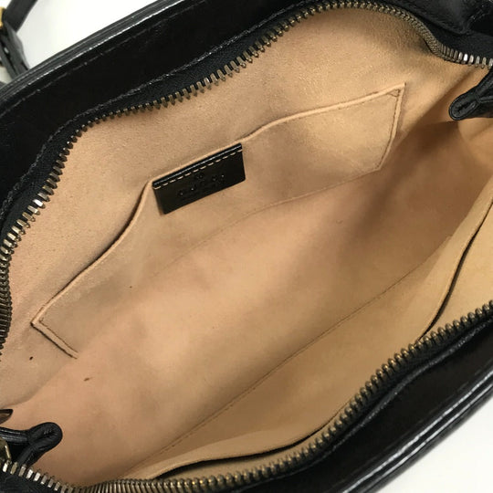 GUCCI Shoulder Bag 524620 leather black GG Marmont Liber Tiger Cat Head Women Used Authentic