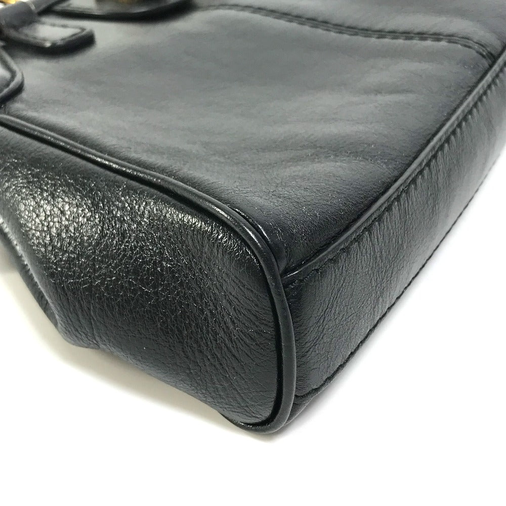 GUCCI Shoulder Bag 524620 leather black GG Marmont Liber Tiger Cat Head Women Used Authentic