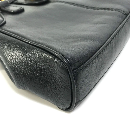 GUCCI Shoulder Bag 524620 leather black GG Marmont Liber Tiger Cat Head Women Used Authentic