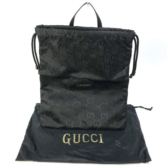 GUCCI Handbag 674247 Nylon black GG laundry bag unisex(Unisex) Used Authentic