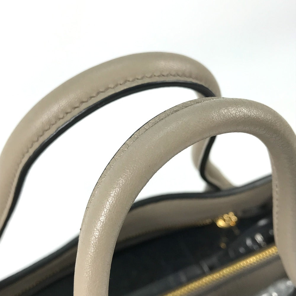 PRADA Shoulder Bag 1BA579 leather gray logo VIT.DAINO Women Used Authentic
