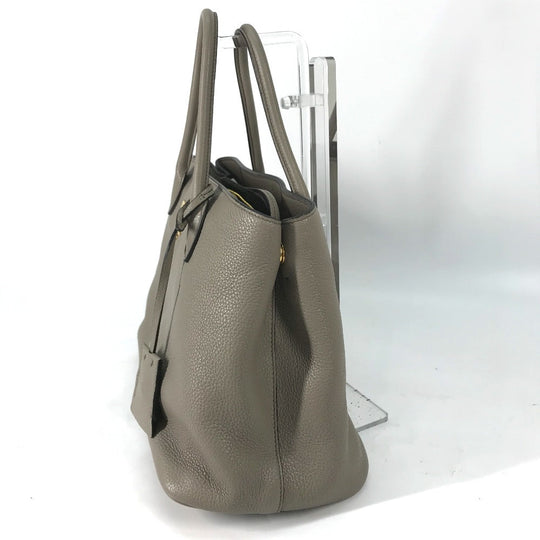 PRADA Shoulder Bag 1BA579 leather gray logo VIT.DAINO Women Used Authentic