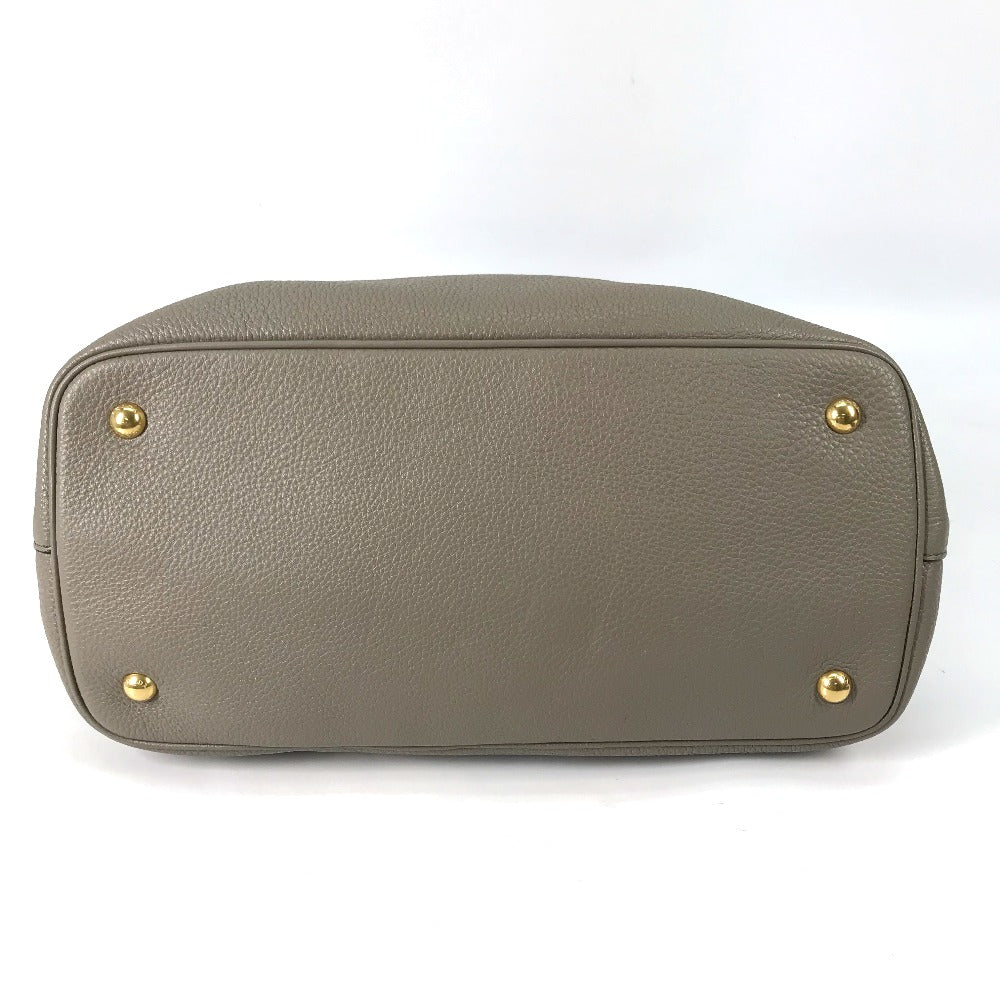 PRADA Shoulder Bag 1BA579 leather gray logo VIT.DAINO Women Used Authentic