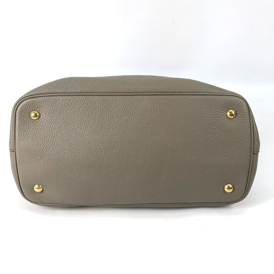 PRADA Shoulder Bag 1BA579 leather gray logo VIT.DAINO Women Used Authentic