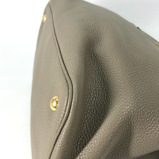 PRADA Shoulder Bag 1BA579 leather gray logo VIT.DAINO Women Used Authentic