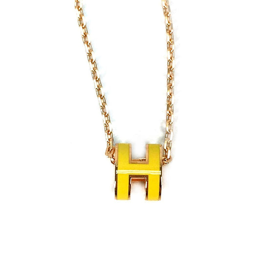 HERMES Necklace Gold Plated yellow ChainNecklace Pop H Pop Ash Mini