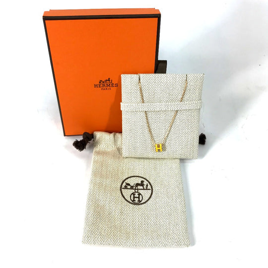 HERMES Necklace Gold Plated yellow ChainNecklace Pop H Pop Ash Mini