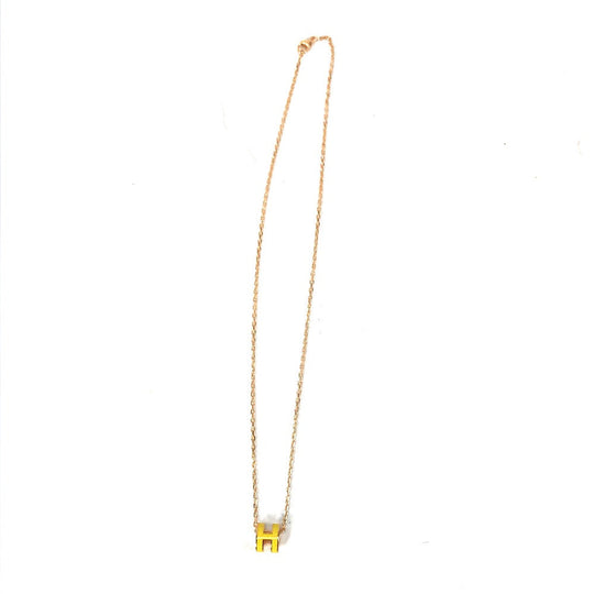 HERMES Necklace Gold Plated yellow ChainNecklace Pop H Pop Ash Mini